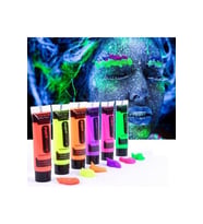 6 Adet Neonlu Glow Parti Yüz Boyası 6 Farklı Renk Karanlıkta Parlayan Fosforlu Vücut Boyama (Karışık)