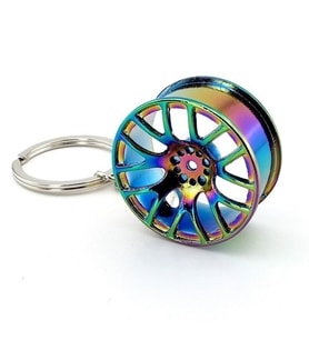 OTOMOBİL JANTI ŞEKLİNDE ARABA YANAR DÖNER METAL ANAHTARLIK KC007