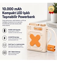 10.000 mAh Kompakt LED Işıklı Taşınabilir Powerbank