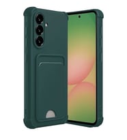 Coverzone Samsung Galaxy A36 ile uyumlu K?l?f N-Kelvin Kartvizitli Kart Ta??ma Cebi Soft-Touch Silikon Kapak Koyu Ye?il