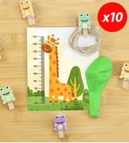 Okul öncesi boy ölçme ipi & Balon & Mandal Mini Hediye Seti (10 Adet)