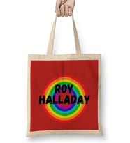 Roy Halladay CARTON ART - baseball Gifts Vintage Retro Rainbow For BOYS AND Dad Bez Çanta Uzun Saplı
