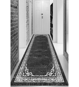 Dijital Baskılı Kaymaz Taban Yıkanabilir Modern Yolluk Ve Koridor Halısı NDU-HY-939 (Siyah)