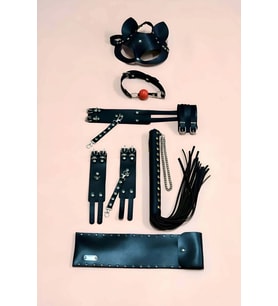 Giyim Kelepçe Kırbaç Set, 5'li Set, El - Ayak Kelepçesi, Maske, Ağız Topu - Brf1307