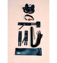 Giyim Kelepçe Kırbaç Set, 5'li Set, El - Ayak Kelepçesi, Maske, Ağız Topu - Brf1307