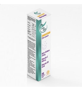 İmmuferon Beta Glucan 200mg, Vitamin C 1000mg, D3, Çinko, Karamürver 20 Efervesan
