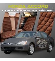 Honda Accord Kahverengi Renk Tay Tüyü Cepli & Terletmez Sırtlı Oto Koltuk Minder Seti - Koltuk Koruma Kılıfı (ÖN & ARKA TAM SET)