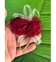 6X5  CM ÇİFT GÜLLÜ ÇİÇEK BROŞ YAKA İĞNESİ TÜRBAN İĞNESİ GİYİM AKSESUARI (Bordo)