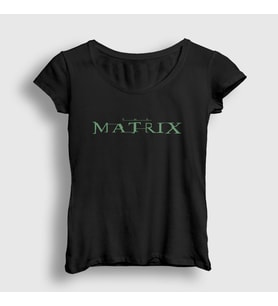 Presmono Kadın Siyah Logo Film The Matrix T-Shirt 253838tt