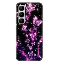 Infinix Hot 60 Kılıf Boutique Baskılı Resimli Pembe Neon Kelebekler Pcode -100