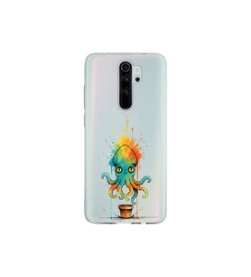 Redmi Note 8 Pro ile uyumlu Splash ahtapot tasarımlı şeffaf silikon kılıf