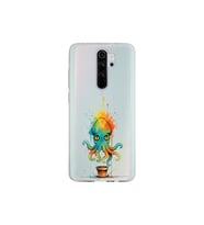 Redmi Note 8 Pro ile uyumlu Splash ahtapot tasarımlı şeffaf silikon kılıf