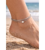 ÇELİK GÜMÜŞ RENK, TEK TAŞLI, İTALYAN ZİNCİRLİ HALHAL 21+6CM ACR0069