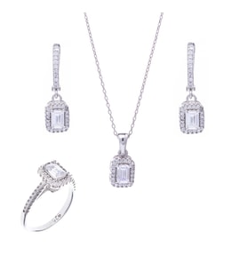 4-6 mm Baget Zirkon Taşlı 925 Ayar Gümüş 3'lü Kadın Set