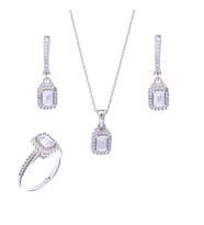 4-6 mm Baget Zirkon Taşlı 925 Ayar Gümüş 3'lü Kadın Set