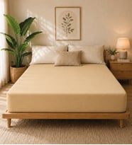 Premium Jersey Bej Fitted %100 Pamuk Penye 100x200+30cm Tek Kişilik Lastikli Çarşaf