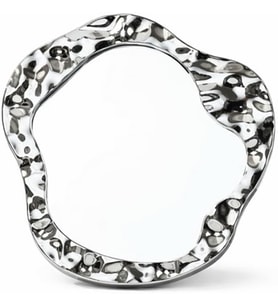 AYN-19 Asimetrik Dalgalı Tasarımlı Masaüstü Makyaj Aynası, Parlak Gümüş Renk, 21x21.5 cm