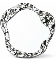 AYN-19 Asimetrik Dalgalı Tasarımlı Masaüstü Makyaj Aynası, Parlak Gümüş Renk, 21x21.5 cm
