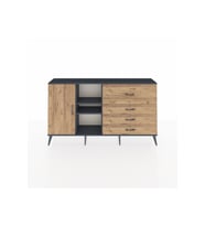Arges Konsol 4 Raflı 4 Çekmeceli Tek Kapaklı  176x30x99 Antrasit-Çam