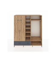 Kronos Dolap 12 Raflı 2 Çekmeceli 2 Askılı 220x59x243 Çam-Çam/Antrasit
