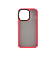iPhone 13 Pro Kılıf Kenarları Renkli Arkası Mat Kılıf (Kırmızı)