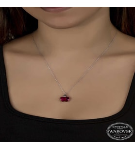 Ucarticaret S-warovski Crystal Taşlı Fuşya Papatya Gümüş Kadın Kolye
