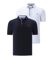 İKİLİ SET T8582 DEWBERRY ERKEK T-SHIRT-LACİVERT-BEYAZ