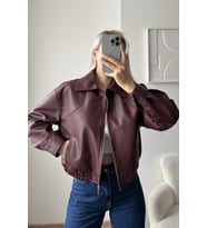 Prifaldi Milano Oversize Bomber Deri Ceket Bordo