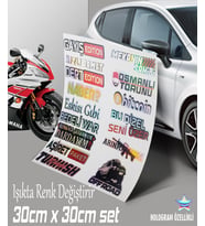 oto araba yazıları çoklu model hologram sticker set motosiklet kelebek cam bisiklet atv scooter araba uyumlu