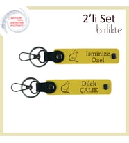 Tatlı Miyavlara Anlamlı Detay, Kedi Temalı, Kişisel Anahtarlık, Sarı-Sarı