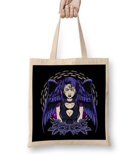 Awesome Gothic Angel Girl Wings & Flowers Bez Çanta Uzun Saplı