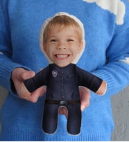 BK Gift Kişiye Özel Fotoğraflı Çocuk Polis Bebek Yastık-1 (Beyaz)