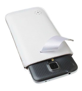 Galaxy S5 G900 ile Uyumlu Çekmeli Deri Kılıf Beyaz