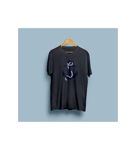 Oversize Çapa Baskılı Unisex T-shirt (Siyah)