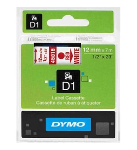DYMO D1 ŞERİT 12MM x 7MT BEYAZ / KIRMIZI 720550 45015