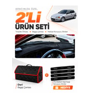 e-biz HONDA CİVİC EG-EX-EL (1994-2000) Uyumlu Torpido Örtüsü + Deri Çanta - Siyah-Kırmızı - HO005