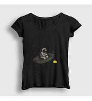 Presmono Kadın Siyah Moon Fishing Astronaut Space Astronot Uzay T-Shirt 283251tt