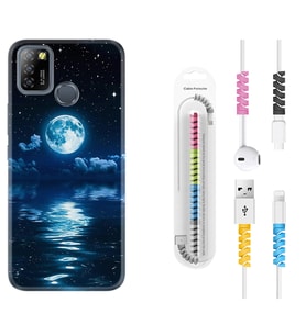 INFINIX Smart 4 5 6 Zero 8 S5 Pro Kılıf Kablo Koruma Spiral Silikon Night Moon 1133