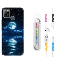 INFINIX Smart 4 5 6 Zero 8 S5 Pro Kılıf Kablo Koruma Spiral Silikon Night Moon 1133