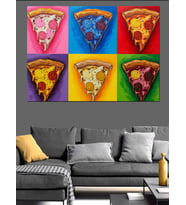 Pop Art Tarzı Dilimli Pizzalar Dekoratif Kanvas - Mdf Ahşap Tablo