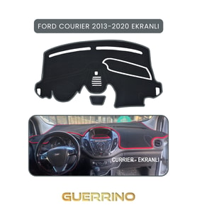 FORD Courier 2013-2020 EkranlıTORPİDO KORUMA HALISI GRİ KENAR