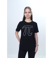 Toontoy Unisex Çocuk Pi Sayı Baskılı Bisiklet Yaka Refax Fit Kısa Kollu T-shırt (Siyah)