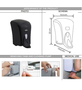 Omnipazar Vialli S6MB Medical Sıvı Sabun Dispenseri 1000 ml Siyah
