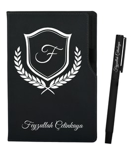 Kişiye Özel Sevgiliye Doğum Günü Hediyesi Siyah Defter ve Roller Kalem Hediye Seti