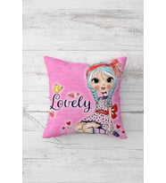 Lovely Yazılı Popart Çift Tarafı Baskılı Gizli Fermuarlı Yastık Kılıfı Kırlent Koltuk Yastık Kılıfı (Pembe)