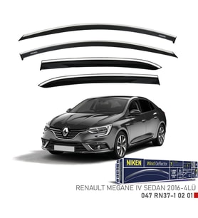 Renault Megane 4 Sedan Kromlu Cam Rüzgarlığı Niken 2016+ sonrası uyumlu (Beyaz)