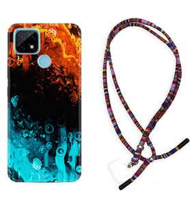 Realme C11 C21 C21Y C25Y C11 2021 Kılıf Boyun Asklı Rasta Silikon Orange Blue Color 1665