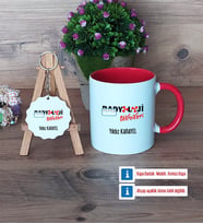 Radyoloji Teknikeri Kupa Bardak Kırmızı ve Ahşap Anahtarlık Hediye (Model 1)