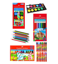 Öğrenci Boyama Seti 3 lü Faber 12 Renk Sulu Boya Kuru Boya Pastel Boya 12 li Boya Set Faber Castell Okul Sınıf (Karışık)