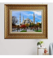 Gold Altın Kalın Çerçeveli Paspartulu Tablo vk997